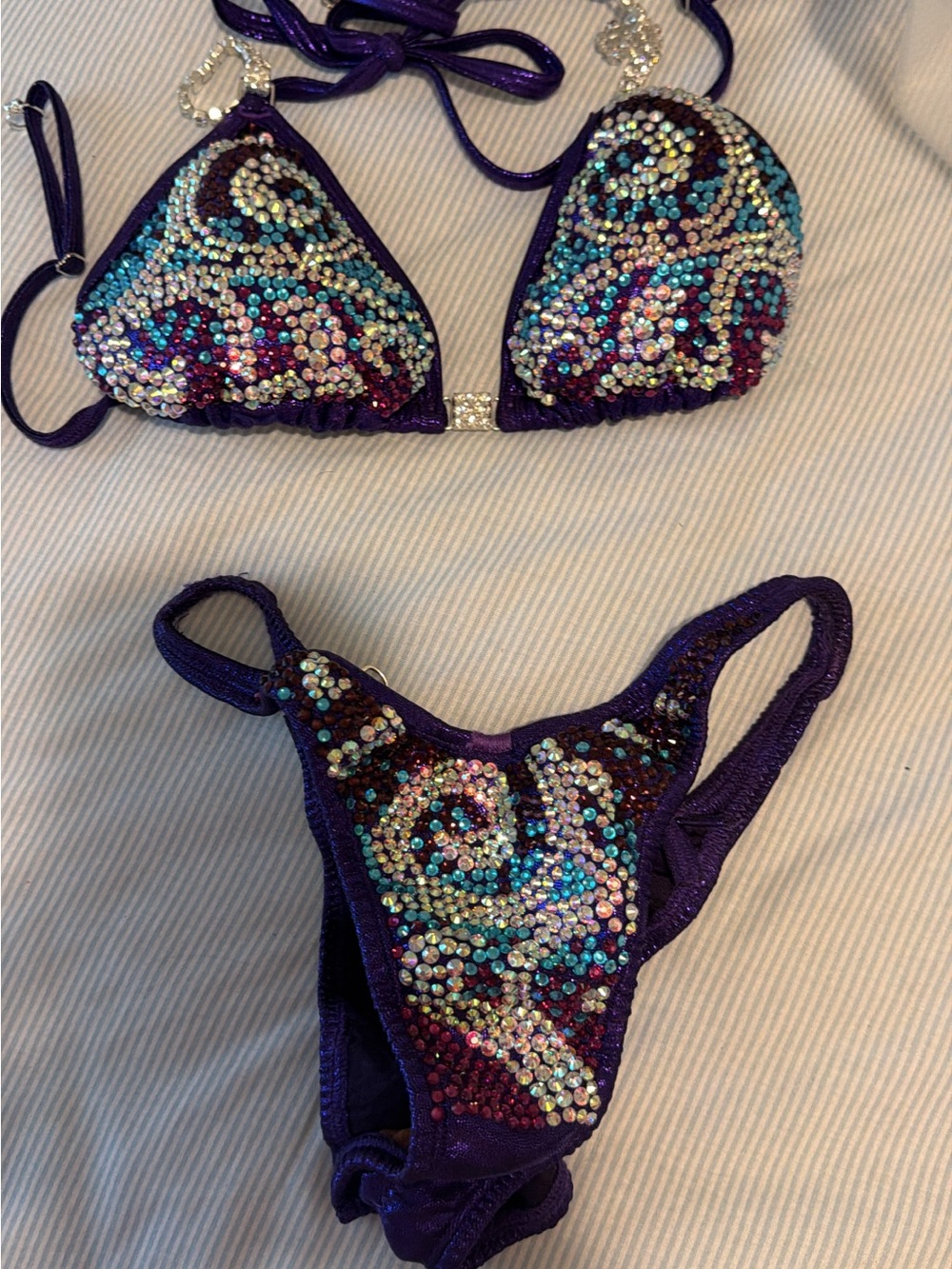 Purple Jeweled Figure  Set with Multicolor Crystals
